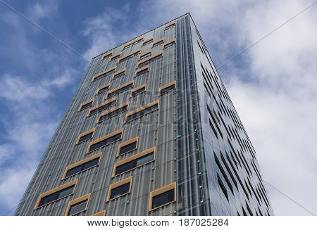 Rotterdam The Netherlands - March 10 2017: Modern achitectural Building Karel Doorman in Rotterdam city the Netherlands