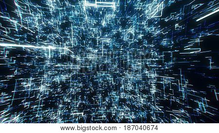 The Surface Of Technology With Lines Of Chaos And Grid Is An Abstract Computer Image With Chromatic