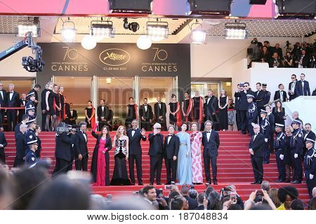 Will Smith, Pedro Almodovar attends the 'Ismael's Ghosts (Les Fantomes d'Ismael)' screening and Opening Gala during the 70th annual Cannes Film Festival at Palais  on May 17, 2017 in Cannes, France.