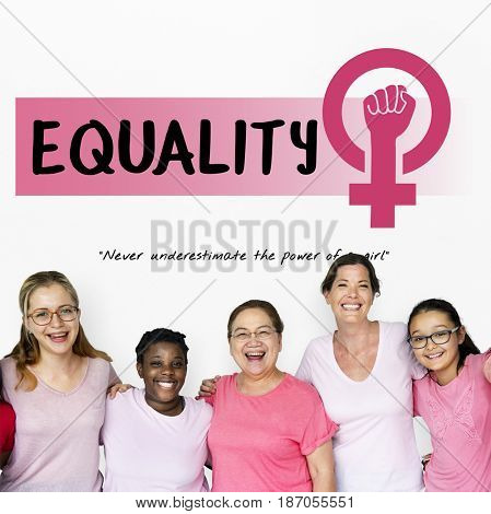Diverse woman together with equality concept