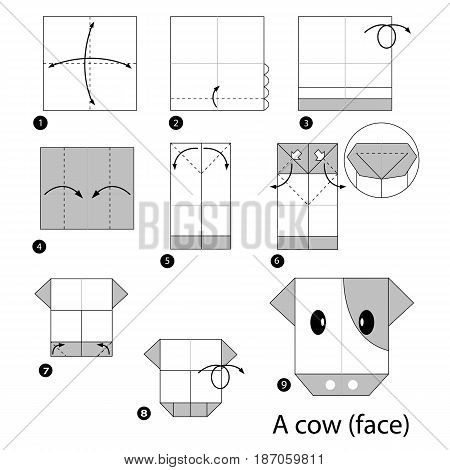 step by step instructions how to make origami a cow.