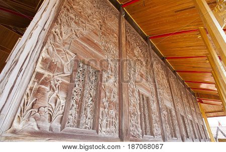 Wat Guti BangkemTemple in Thailand. Khao yoi phetchaburi Thailand.Teak wood church