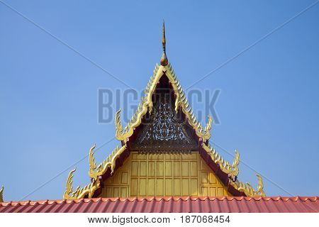 Wat Guti BangkemTemple in Thailand. Khao yoi phetchaburi Thailand.Teak wood church