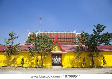 Wat Guti BangkemTemple in Thailand. Khao yoi phetchaburi Thailand. Teak wood church