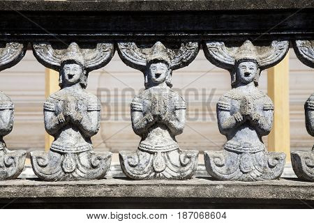 Wat Guti BangkemTemple in Thailand. Khao yoi phetchaburi Thailand. Ancient stucco