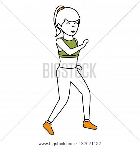 Athletic woman exercising character vector illustration design