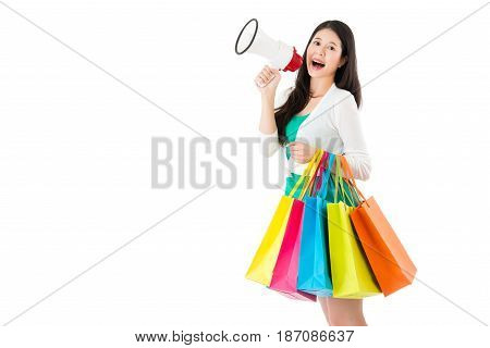 Happy Asian Woman Holding Festival Gifts