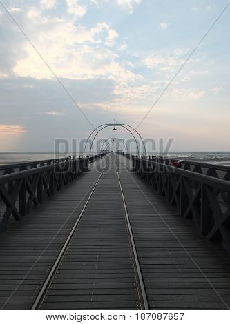 southport pier in lancashire in the evening