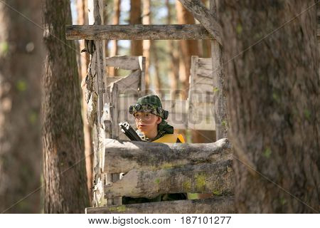 Gomel, Belarus - May 15, 2017: Children And Adults Play The Collective Game Lasertag In The Open Air