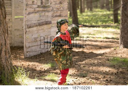 Gomel, Belarus - May 15, 2017: Children And Adults Play The Collective Game Lasertag In The Open Air
