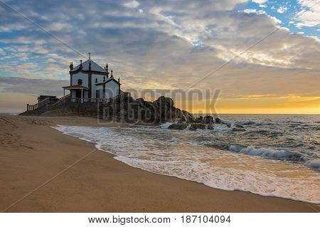 Capela do Senhor da Pedra on sunset Porto Portugal