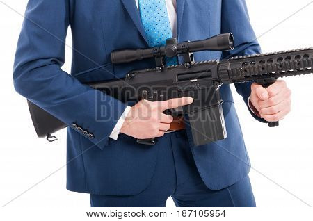 Hitman Hands Holding Military Weapon