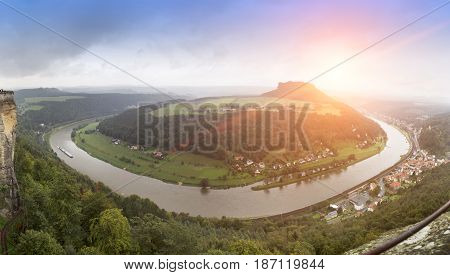 Outlook from castle Koenigstein in Saxony Germany