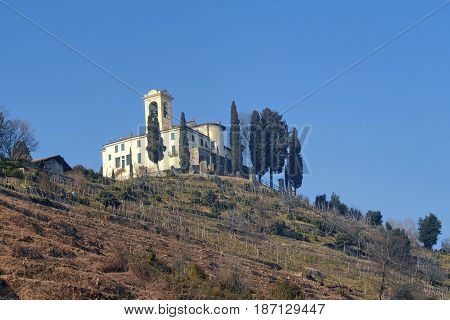 Winter landscape from the road to Montevecchia (Lecco Brianza Lombardy Italy)