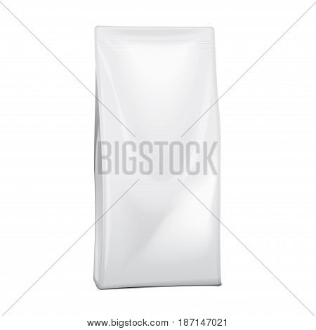 Blank Foil Or Paper Food or Household Chemicals Bag Packaging. sachet Snack Pouch Food For Animals. Vector mock up for your design