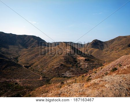 Rocky mountains at the south of Spain, with dry vegetation
