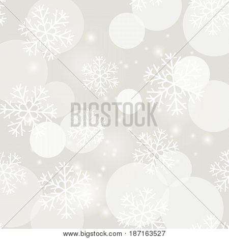 Showflakes Pattern on Grey Sky Background. Winter Christmas Natural  Texture