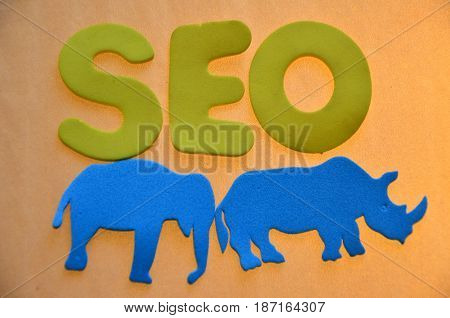 word seo on a  abstract colorful background