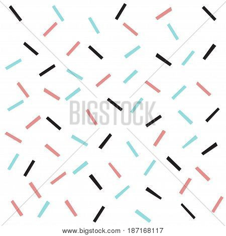 Doodle Line Seamless Background. Black, Blue And Pink Line.