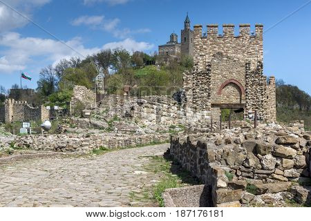 VELIKO TARNOVO, BULGARIA - 9 APRIL 2017: Ruins of The capital city of the Second Bulgarian Empire medieval stronghold Tsarevets, Veliko Tarnovo, Bulgaria