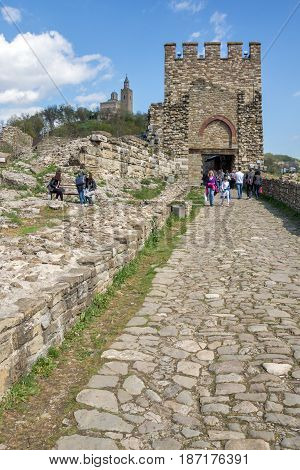 VELIKO TARNOVO, BULGARIA - 9 APRIL 2017: Ruins of The capital city of the Second Bulgarian Empire medieval stronghold Tsarevets, Veliko Tarnovo, Bulgaria