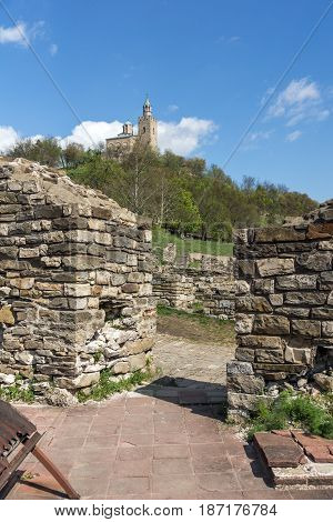VELIKO TARNOVO, BULGARIA - 9 APRIL 2017: Ruins of The capital city of the Second Bulgarian Empire medieval stronghold Tsarevets, Veliko Tarnovo, Bulgaria