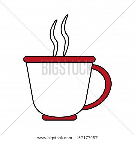 color silhouette image cartoon porcelain cup of coffee with steam vector illustration