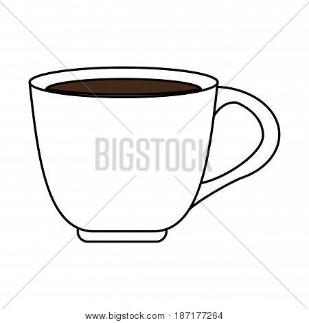 color silhouette image cartoon porcelain cup of coffee with handle vector illustration