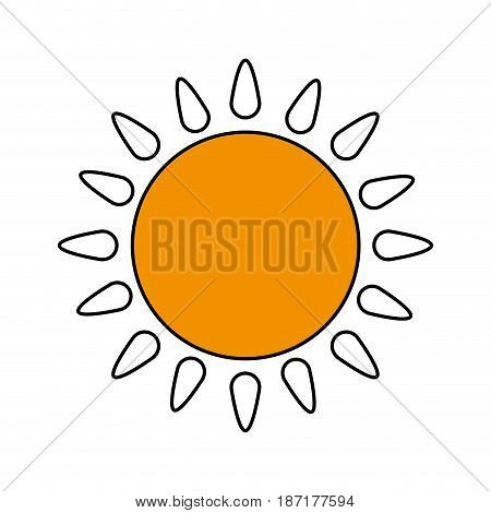 color silhouette image cartoon yellow sun with brigntness rays vector illustration