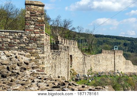 VELIKO TARNOVO, BULGARIA - 9 APRIL 2017: Ruins of The capital city of the Second Bulgarian Empire medieval stronghold Tsarevets, Veliko Tarnovo, Bulgaria