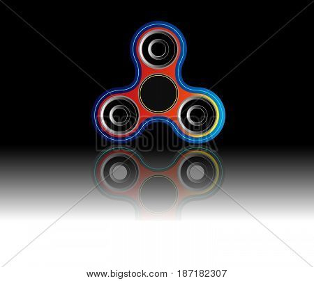 Fidget spinner icon - toy for stress relief and improvement of attention span. Filled with colorful and black color. Isolated vector illustration.