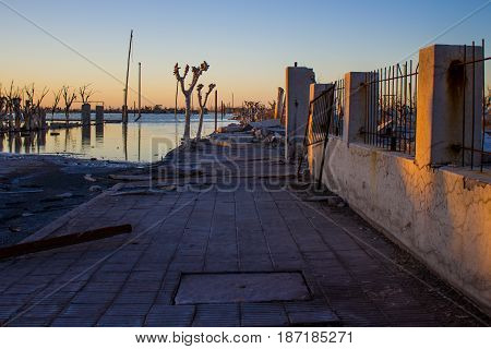 Ruins of the flooded city of Epecuen in the Province of Buenos Aires
