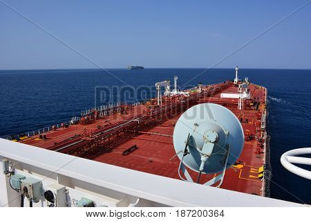 On board a large crude oil tanker