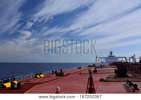 On board a large crude oil tanker