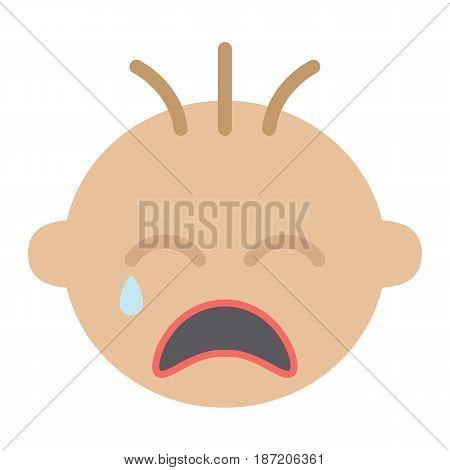 Baby boy cry flat icon, child and infant, vector graphics, a colorful solid pattern on a white background, eps 10.