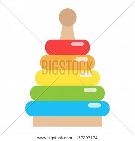 Rainbow pyramid toy flat icon, kid and play, vector graphics, a coloful solid pattern on a white background, eps 10.