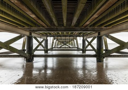 Long exposure under the pier of Saint Jean de Monts (Vendee, France)