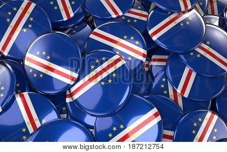Cape Verde Badges Background - Pile Of Cabo Verdean Flag Buttons.