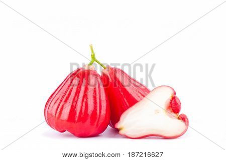 red rose apple or water apples  on white background healthy rose apple fruit food isolated