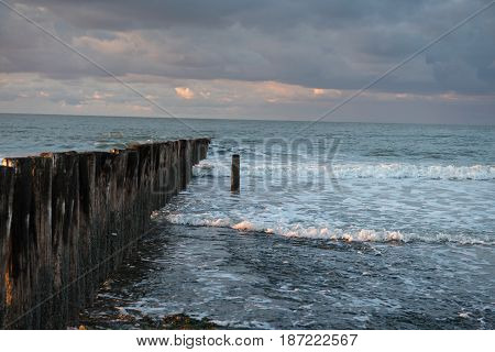Low beam above the beach of Cadzand Holland on the North Sea