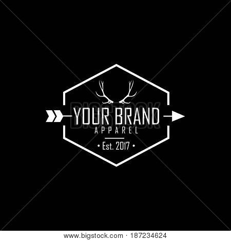 Apparel Logo, Clothing Brand Deer Antlers Logo Template Vector Design
