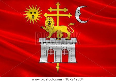 Flag of Albi is a commune in Tarn of Occitanie is a Region of southern France. 3d illustration