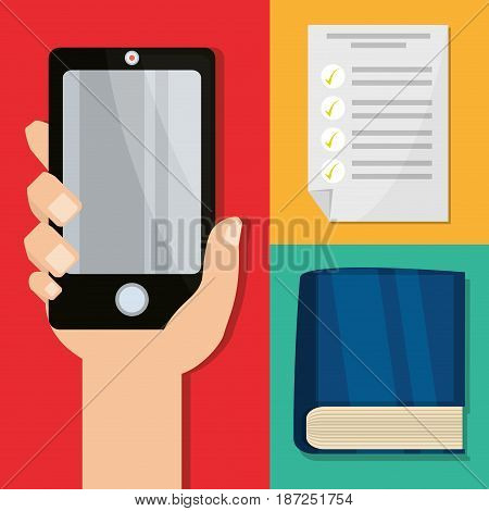 smartphone with knowledge to leard and study, vector illustration design