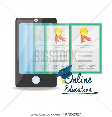 smartphone with knowledge to leard and study, vector illustration design