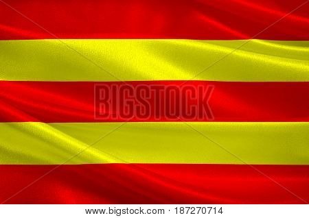 Flag of Avesnes-sur-Helpe is a commune in the Nord department in northern France. 3d illustration