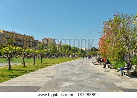 People Walking And Relaxing At Promenade Du Paillon