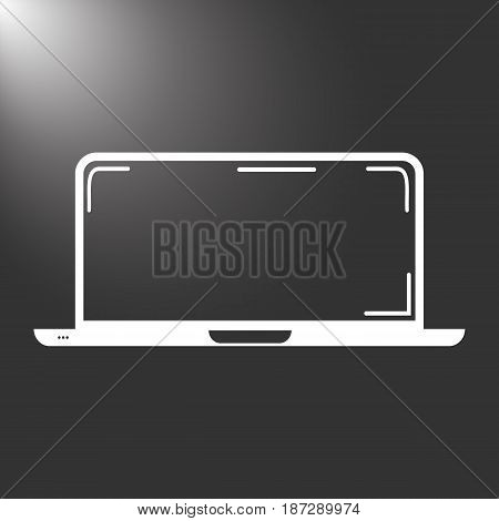 A laptop icon on a black background