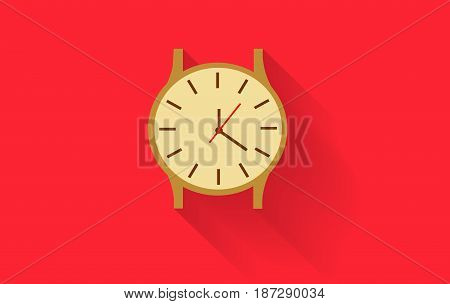 gold watch vector On a red background  eps 10
