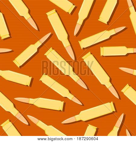 Bullet pattern. Cartoon seamless background with rifle bullets on gray background. Security concept for web, print. EPS10