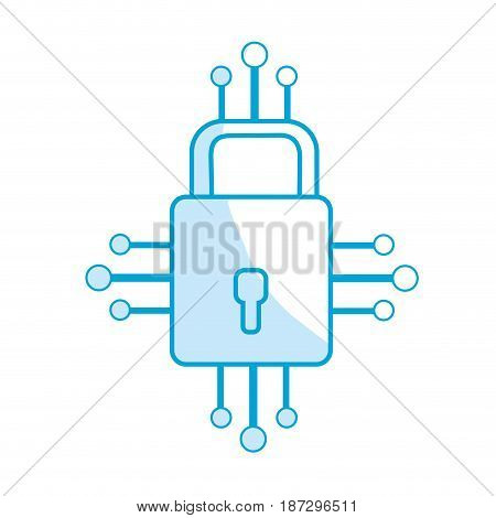 silhouette padlock with circuits to security dgital connection, vector illustration